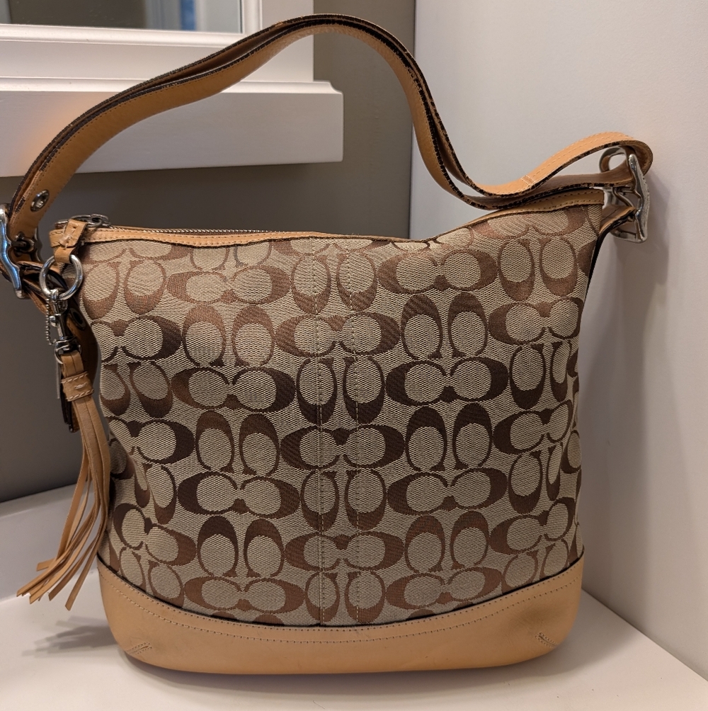 ❤️ Vintage Y2K Coach #9349 Soho Slim Signature Monogram Logo Jacquard Hobo Bag